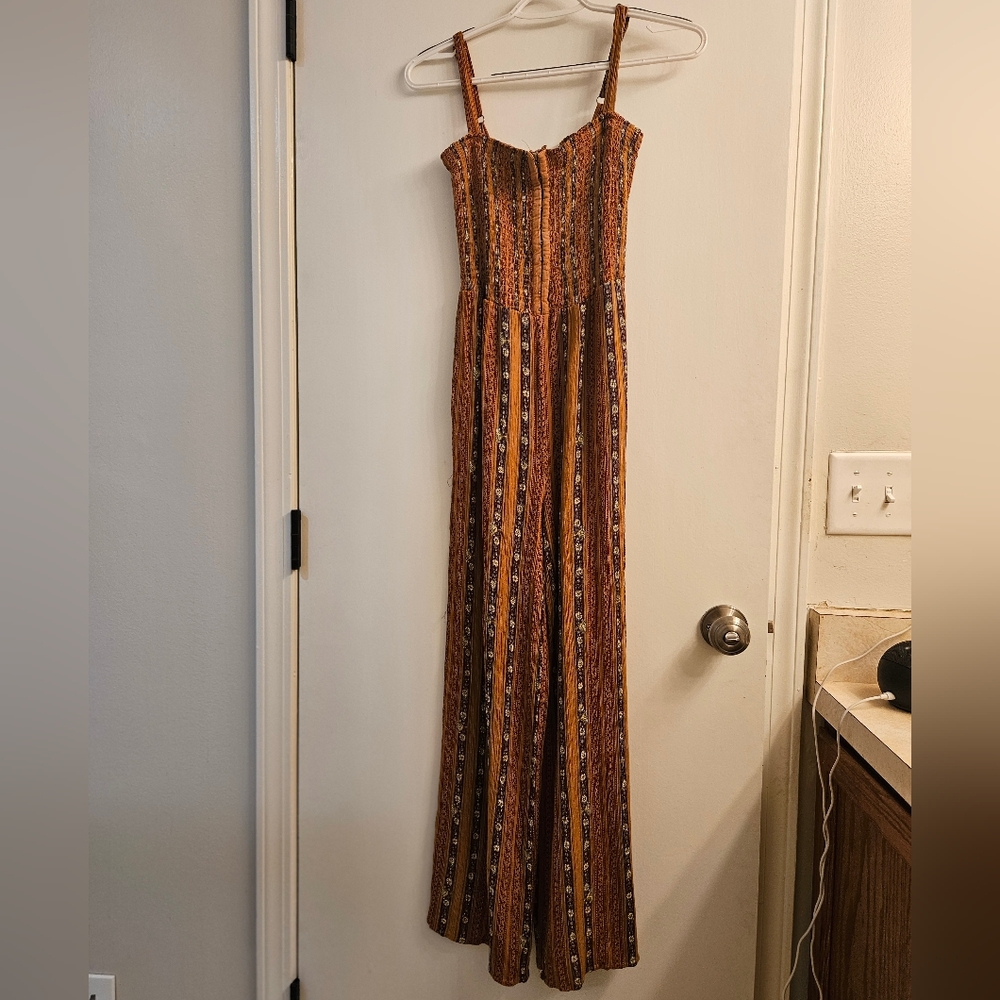 Aeropostale Brown and Orange Boho Jumpsuit